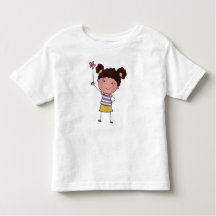 水彩かわいいステックガール ピンクの花 美しい