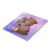 水彩かわいいテディベア花束ガーデンフラワー タイル (側面)