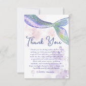 水彩かわいいマーメイドテールサンキューカード サンキューカード (正面)