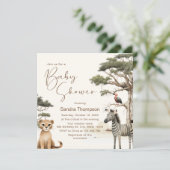 水彩かわいい動物の野生動物の赤ちゃんシャワー 招待状 (スタンド正面)