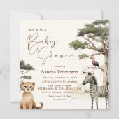 水彩かわいい動物の野生動物の赤ちゃんシャワー 招待状 (正面)