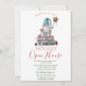 水彩かわいい小人のプレゼント付きオープン・ハウス    招待状 (正面)