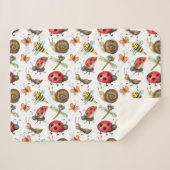 水彩かわいい漫画の虫昆虫自然アート シェルパブランケット (正面(横))