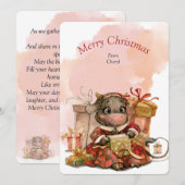 水彩かわいい牛のクリスマスカード セーブザデート (正面/裏面)