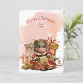 水彩かわいい牛のクリスマスカード セーブザデート (スタンド正面)