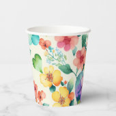 水彩かわいい花のフローラハートパターン 紙コップ (裏面)