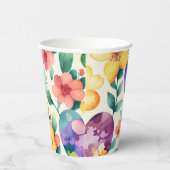 水彩かわいい花のフローラハートパターン 紙コップ (右)
