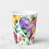 水彩かわいい花のフローラハートパターン 紙コップ (正面)