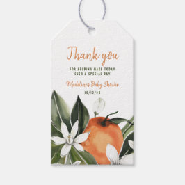 水彩かわいこちゃんオレンジの花ありがとう ギフトタグ