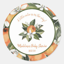 水彩かわいこちゃんオレンジの花メッセージカード ラウンドシール