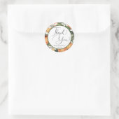 水彩かわいこちゃんオレンジの花メッセージカード ラウンドシール (バッグ)