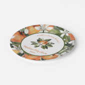 水彩かわいこちゃんオレンジの赤ちゃんのシャワー ペーパープレート (アングル)