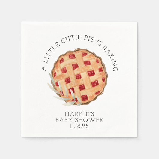 水彩かわいこちゃんパイベーキングベビーシャワー スタンダードカクテルナプキン (正面)