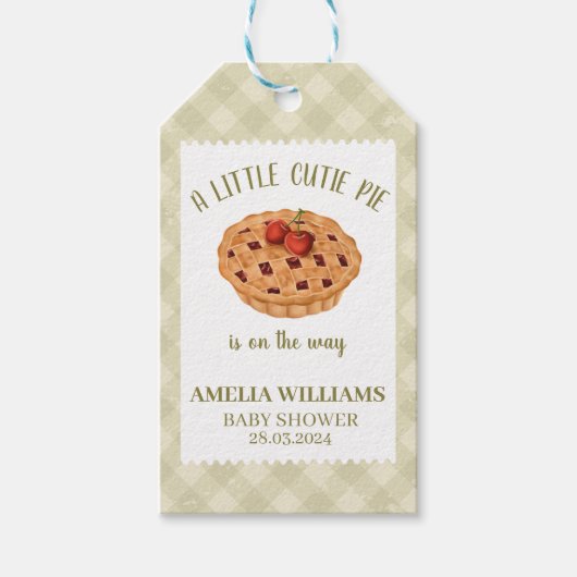 水彩かわいこちゃんパイ秋ベビーシャワー ギフトタグ (正面)