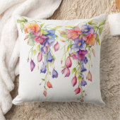 水彩かわいらしの花の連カラフル列 クッション (ブランケット)