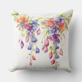 水彩かわいらしの花の連カラフル列 クッション