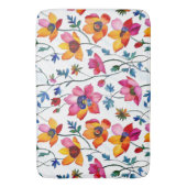 水彩かわいらしピンクと黄フローラ バスマット (正面縦)