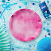 水彩かわいらしピンクス3 – 全オプション ペーパープレート (パーティー)