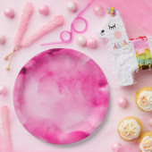 水彩かわいらしピンクス3 – 全オプション ペーパープレート (パーティー)
