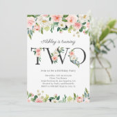 水彩かわいらしフローラガール第2誕生日 招待状 (スタンド正面)