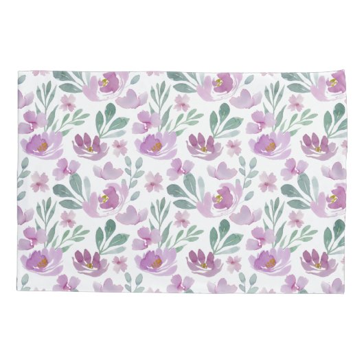 水彩かわいらしフローラピンク 枕カバー (裏面)