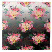 水彩かわいらしフローラ白黒グラデーションデザイン タイル (正面)