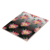 水彩かわいらしフローラ白黒グラデーションデザイン タイル (側面)