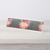 水彩かわいらしフローラ白黒グラデーションデザイン デスクネームプレート (正面)