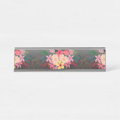 水彩かわいらしフローラ白黒グラデーションデザイン デスクネームプレート (正面)