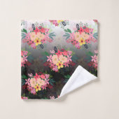 水彩かわいらしフローラ白黒グラデーションデザイン バスタオルセット (ウォッシュタオル)