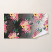 水彩かわいらしフローラ白黒グラデーションデザイン バスタオルセット (ハンドタオル)