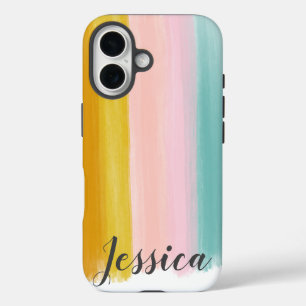 水彩かわいらしブラシストロークデザイン iPhone 16ケース