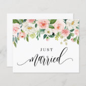 水彩かわいらし春の花たった今結婚しましたカード (正面/裏面)