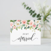 水彩かわいらし春の花たった今結婚しましたカード (スタンド正面)