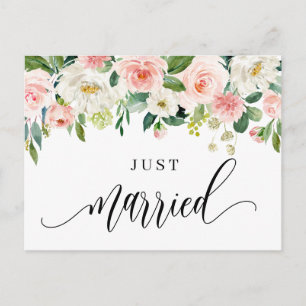 水彩かわいらし春の花たった今結婚しました 案内ポストカード