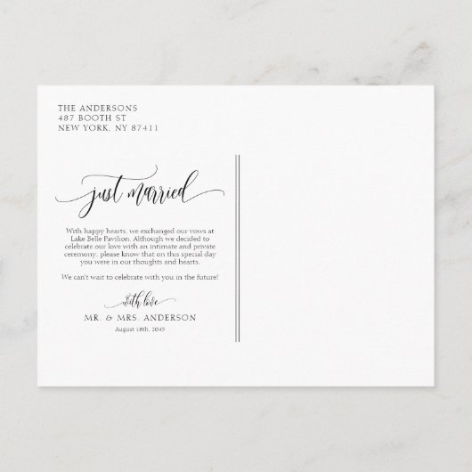 水彩かわいらし春の花たった今結婚しました 案内ポストカード (裏面)