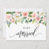 水彩かわいらし春の花たった今結婚しました 案内状 (正面)