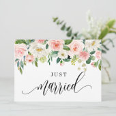 水彩かわいらし春の花たった今結婚しました 案内状 (スタンド正面)