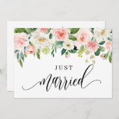 水彩かわいらし春の花たった今結婚しました 案内状 (正面/裏面)