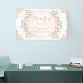 水彩かわいらし赤面フローラベビーガールシャワー 横断幕 (トレードショー)