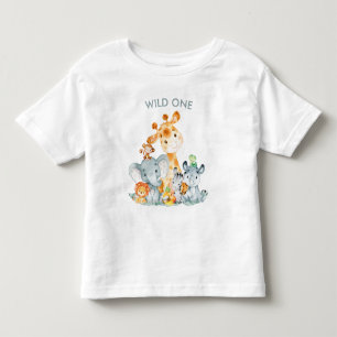 水彩がかわいいサファリジャングル動物 トドラーTシャツ