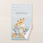 水彩がかわいいサファリジャングル動物 バスタオルセット (ハンドタオル)
