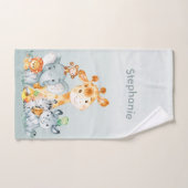水彩がかわいいサファリジャングル動物 バスタオルセット (ハンドタオル)