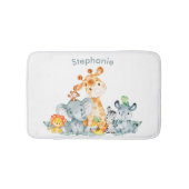 水彩がかわいいサファリジャングル動物 バスマット (正面)