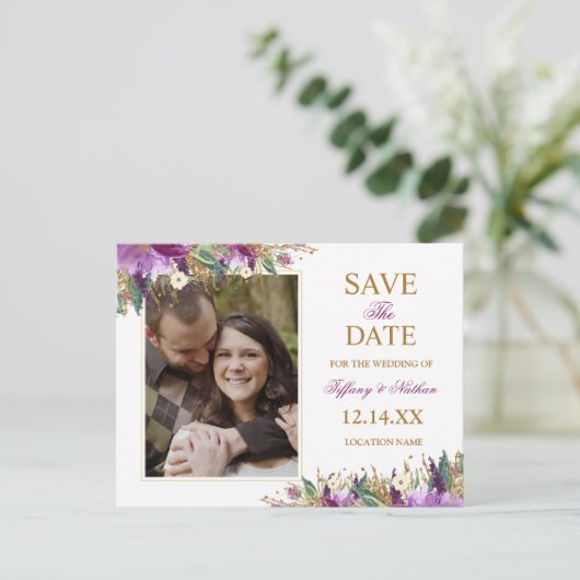 水彩きらめくアメジスト写真を保存 案内ポストカード (スタンド正面)