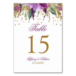 水彩きらめくアメジスト表番号カード テーブルナンバー