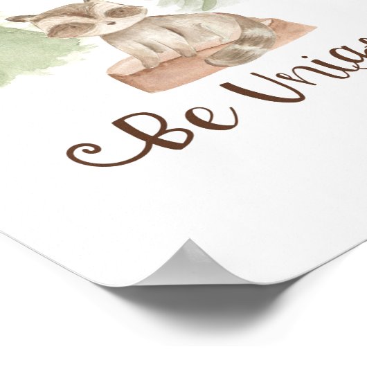 水彩くまの森の仲間たちユニークなベビールーム ポスター (角)