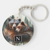 水彩くまの素朴な荒野のウェディング キーホルダー (裏面)