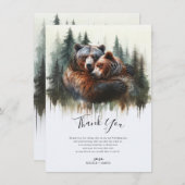 水彩くまの素朴な荒野の感謝 招待状 (正面/裏面)