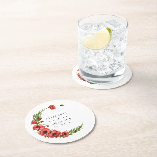 水彩けしきさいの素朴なカントリーウェディング ラウンドペーパーコースター (インサイチュ)